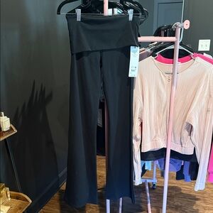 ALO Alosoft Black Fold-Over Flare Leggings